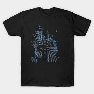 Halftone Retro Circle Symphony in Blue T-Shirt